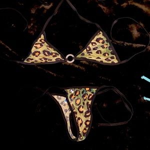 Berry dog size medium gently used thong bikini see through